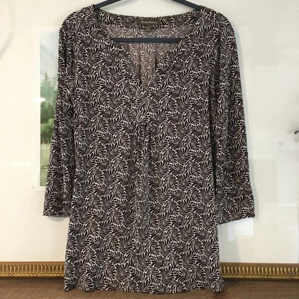 Tommy Bahama Blouse Shirt Top Printed‎ 3/4 Sleeve